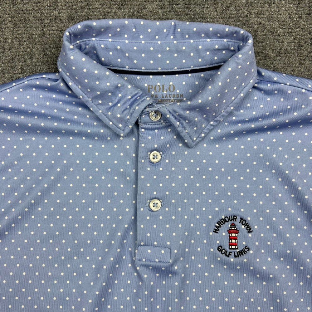 Polo Ralph Lauren Polo Kids M 10-12 Blue Polka Dot Harbour Town Golf Performance